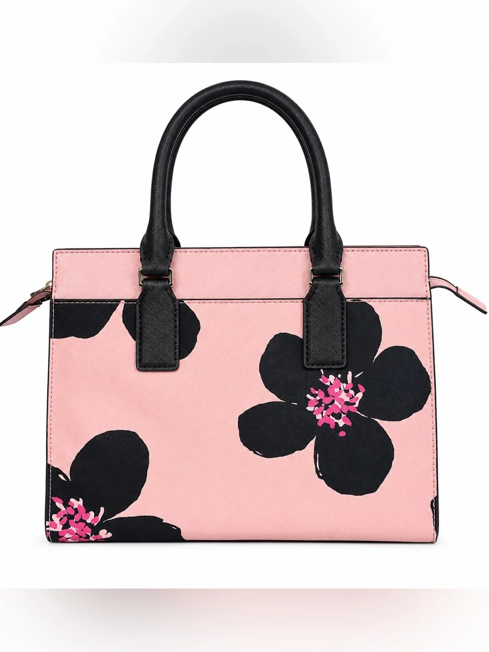 Kate Spade New York Pink Navy Grand Flora Cameron Satchel Crossbody Saffiano Bag
